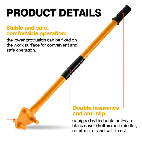 Heavy Duty Manual Rebar Bender Tool For 5/8 Inch Steel Bar and Rope Bending with Anti Skid Grip Sleeve, features stable operation design.