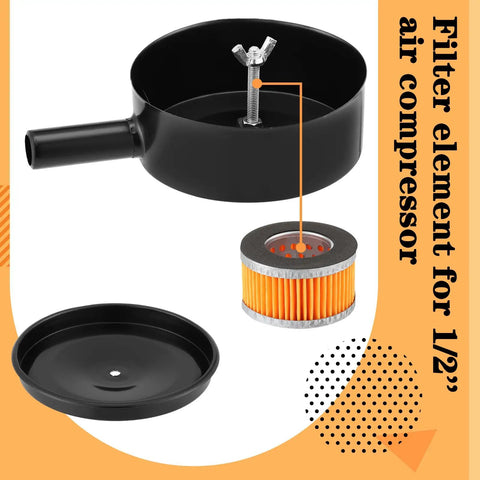 Two Half Inch Thread Air Compressor Silencers With Six Intake Filter Elements To Keep Noise Down Replacement Parts