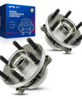 Front Wheel Hub Bearing Assembly With ABS For 2005 to 2019 Nissan Frontier 4x4 6 Lug 4.0L V6 Models, 2 Pack 515065 Fits Xterra Pathfinder Equator And Related 2005 to 2012 Vehicles, Easy Drop In Replacement beside product box.