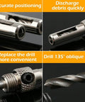 Eight-piece self-centering center drill bit set for woodworking; steel bits in sizes 5/64 to 1/4 inch for cabinet doors