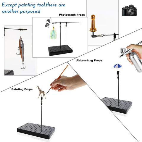 Painting Stand Base And 20 Piece Alligator Clip Stick Set For Airbrush Hobby Model Parts Dope Craft Kit For Mini Figures