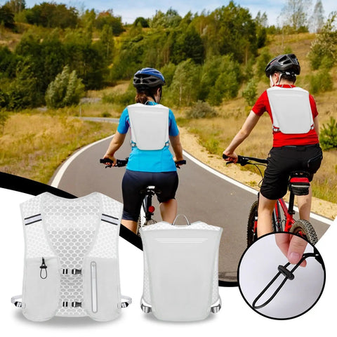 Cyclists wearing Go-To Lightweight Running Backpack For Men With Hydration Vest, Phone Pouch, And Bottle Holder on trail