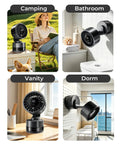 Compact USB Desk And Wall Mount Fan With Suction Cup Base And Digital LED Display Six Speeds in camping, bathroom, vanity, dorm use