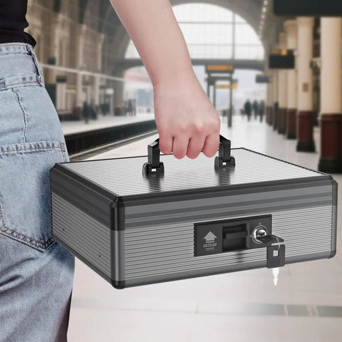 Locking Cash Box With Money Tray And Key For Grab And Go Security Portable Cash Safe Box for cash and coins carried in hand
