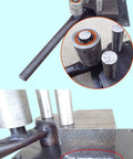 Close-up of Heavy-Duty Manual Rebar Bender For Steel Rods, Bendable Diameter 0.16 To 0.55 Inches showing metal construction and components.