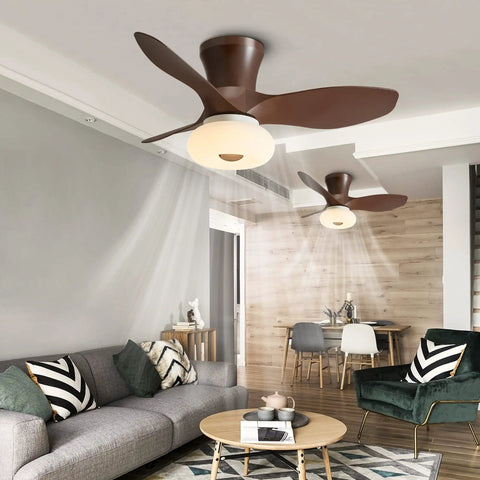 32 Inch Ceiling Fan With Remote And Dimmable Light For Indoor And Outdoor Use, 6 Speed DC Motor, 3 Blade Downrod Ceiling Fan for living room