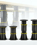 Rock Solid 4 Pack Adjustable Bed Support Legs 8.5 To 13 Inch Heavy Duty Center Support, adjustable black stabilizers for bed beams.
