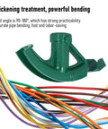 Heavy Duty 1 1/4 Inch Outside Diameter Pipe Bender Tool For Electric Wire Conduit Aluminum Pipes And PVC Tubing Cast Iron with colorful wires.