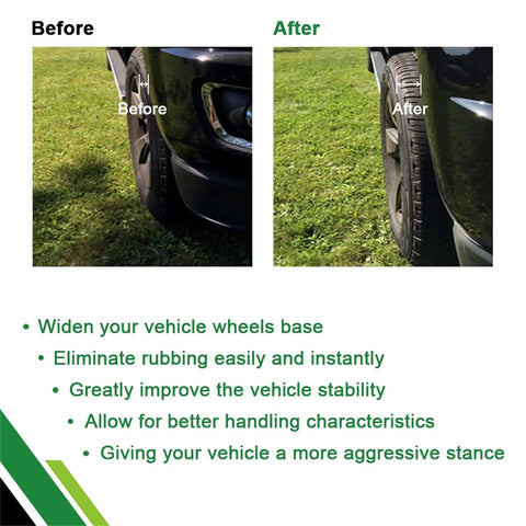 Before and after images showing vehicle stance with 15mm Wheel Spacers Four Pack 5x4.5 Bolt Pattern 64.1mm Hub Bore 12x1.5 Studs Adapters Fits Honda Accord Civic CR-V HR-V Odyssey Element Crosstour Z 5 Lug Wheels Upgrade For Wider Stance And Tire Clearance.