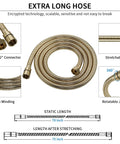 High Pressure Handheld Shower Head With Six Spray Settings Detachable Design 70 inch hose detail with connector and rotatable joint.