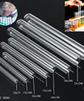 5 Piece Test Tube Cleaning Brush Set Size S M L For Lab Glassware, 19mm And 34mm Diameters, Long Bristles For Thorough Tube Wash In Chemistry Beakers And Tubes Your Go To Lab Cleanup Kit with various test tubes displayed on black background.