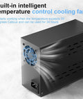 Adjustable 0 To 30V 0 To 10A DC Power Supply with intelligent cooling fan and AC 110V input, shown on a lab bench.