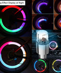 4 Pack LED Bike Wheel Light Valve Caps Waterproof Tire Valve Stems Spoke Flash Lights Colorful Reflector Accessories For Bikes Cars And Motorcycles With 10 Extra Batteries For Safer Night Riding