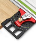 Heavy Duty Track Saw Square With Quick Positive Angle Stops For Dead On Miter Cuts Compatible With Festool Makita Milwaukee Guide Rails, detailed view.