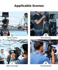 Camera setups for sports, film, news coverage, and live broadcast using 80 Inch Aluminum Fluid Head Video Tripod With Quick Release Plate, Smooth 360 Pan And -70 To 90 Tilt, Heavy Duty Support Up To 17.6 Lb, Detachable Handle For Either Hand, Ideal For DSLR Mirrorless Camcorders And Video Cameras.