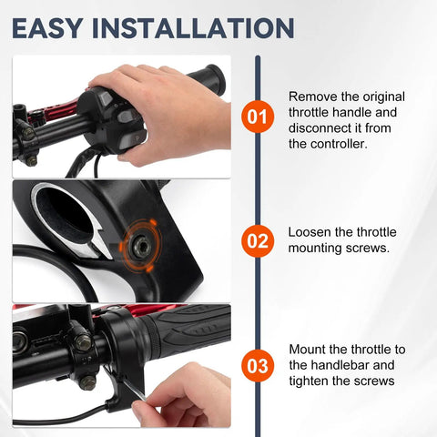 Full Twist Throttle Grip For E Bike And Scooter 12V To 72V 3 Pin Waterproof Connector Fits 22mm Handlebars Ideal For Lectric XP4 MacFox X1 And More Versatile