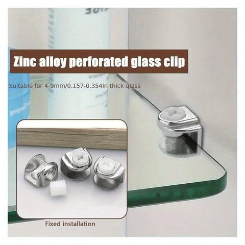 Heavy Duty Glass Shelf Support Clips With Adjustable Zinc Alloy Clamps For 4 To 9 Mm Glass Screws Included Built Tough In Use