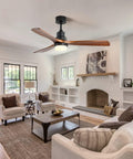 Dope 52 Inch Ceiling Fan With Lights And Remote Control, Solid Wood Outdoor Indoor Farmhouse Style Ceiling Fan in living room