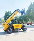 Tough As Nails Heavy Duty Telescopic Handler Forklift With Smart Safety Interlocks Extendable Boom Sleeve Up To Ten Meters and quick swap adapter brackets on job site.