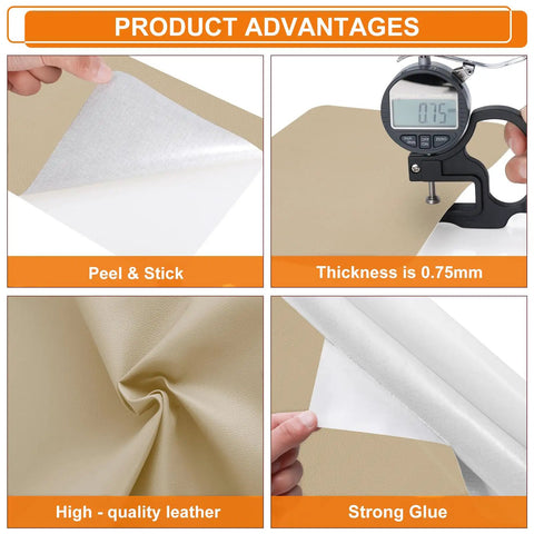 Self Adhesive Leather Repair Patches Tape 8x11 Inch Beige For Couches And More Durable Leather Repair Kit for measuring thickness.