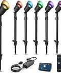 Smart Outdoor Spot Lights 6 Pack With App Control And Alexa Low Voltage 12V Landscape Lighting multicolor weatherproof garden lights.