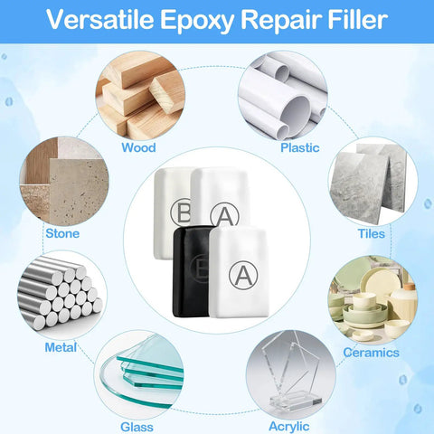 Two Part Epoxy Putty Kit 200g White And Black For Easy Fixes Leaks Cracks Holes And Sculpting Clay For Metal Ceramic Plastic Wood Tile