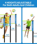 Portable Outdoor Volleyball Net Set For Backyard Or Beach With Easy Snap On Poles No Tools Needed For Quick Setup 4 Adjustable Heights