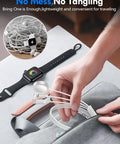 Go To All In One Portable Travel Charging Cable Kit for Apple Watch and iPhone shown with magnetic dock and zipper bag