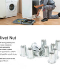20 Pieces Aluminum Alloy Rivet Nut Kit Set M6 X 10 Rivet Nuts Fasteners for Auto DIY with tools and repairman