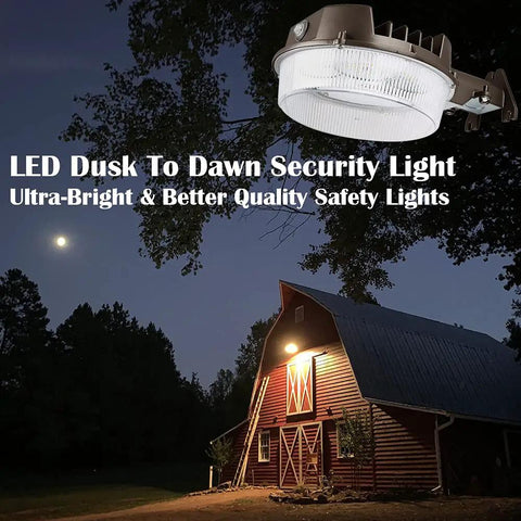 Dusk To Dawn LED Outdoor Lighting For Barn Security Yard And Parking Lot Flood Light That Slaps 43W 5000LM 5000K in use on barn