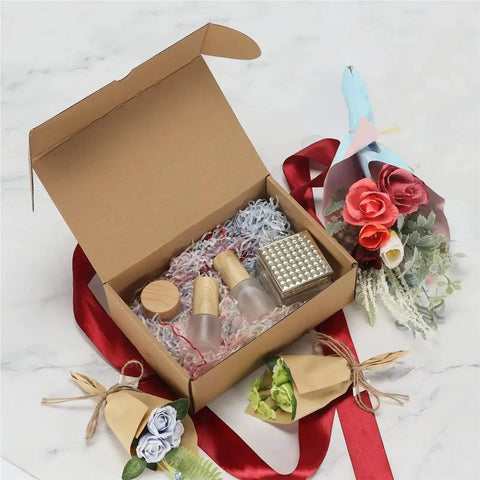 10 Pack Small Brown Corrugated Shipping Boxes For Packing And Mailing 19x11x3 Cm Kraft Paper Mailer Boxes with gift items inside