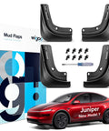 Tesla Model Y Juniper Mud Flaps No Drilling, Thicker All Weather Guards Set Of 4 with installation hardware and box