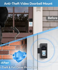 Anti Theft Video Doorbell Mount For Ring And Blink Wireless Doorbells Easy Install No Drill Bracket For Inward Opening Doors, black mount on door