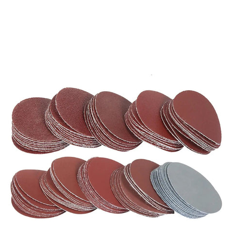 Super Smooth Sandpaper Kit With 100 Ultra Versatile Grit Sanding Discs And Backers, rounded sanding discs arranged in sets.