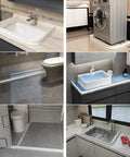 3 Inch High Collapsible Shower Dam Water Barrier 118 Inch Long Splash Guard installed around sinks, tubs, and laundry areas.