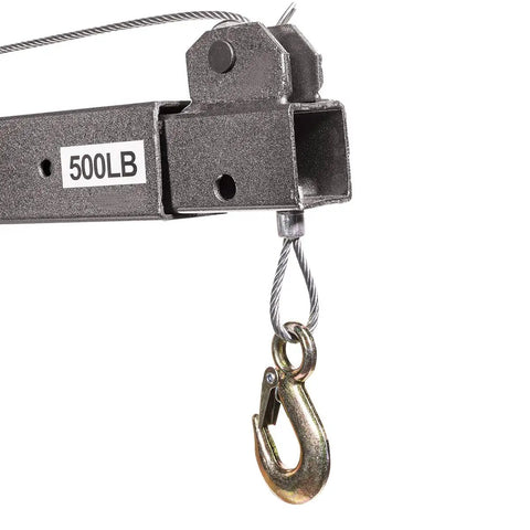 1/2 Ton Telescopic Boom Crane for Pickup Truck and Trailer Bed with 1100 Lbs Load Capacity Manual Cable Winch hook detail