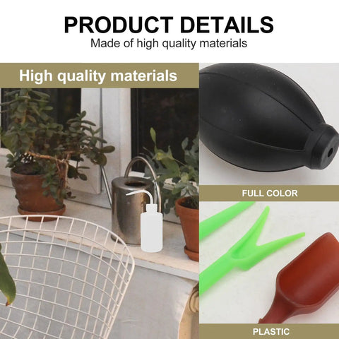 Do It All Succulent Planting Tool Set With Watering Pot And Riser, 14-Piece Garden Kit For Indoor Outdoor Plant Care, black plastic watering pot and assorted tools