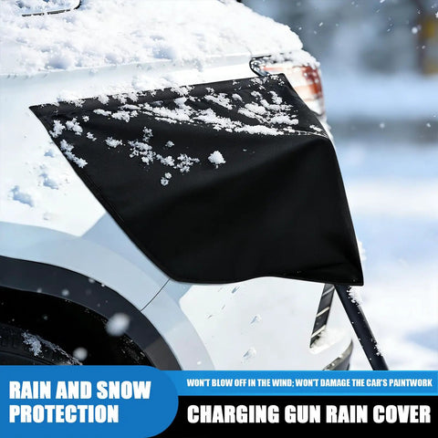 Beat The Elements EV Charger Cover For Chevy Blazer Ev with grip tight dual magnets blocking snow on a vehicle.
