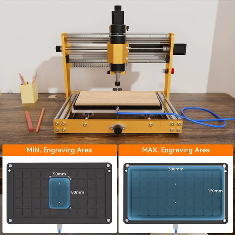 Sweet Precision No Sweat CNC Vacuum Table Workholding Heavy Duty Fixture For 3018 Pro Mini Milling Machine Zero Mark Platform with engraving area illustration.