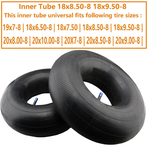 Two Pack 18x8.50-8 And 18x9.50-8 Inner Tubes With TR-13 Straight Valve Stem For Lawn Tractors, Wheelbarrows, Mowers, Golf Carts, ATVs