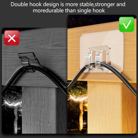 Rock Solid Outdoor String Light Hooks 100 Pack With Easy Peel Stick Adhesive No Drilling Or Damage Weather Proof Uv Resistant For Patio Deck Christmas Decor