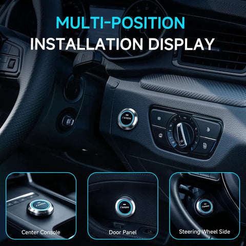 12V 24V Horn Push Button Switch Universal Momentary On Push And Hold With Wiring Ultrathin Stainless Steel And PC Shell Phosphor Bronze Contacts Beefy Rugged High Temperature And Impact Resistant Ideal For Vehicle Horn Button, installed on dashboard