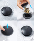 Pop Up Bathroom Sink Drain Stopper With Overflow For Vessel Sinks, Detachable Basket Stopper in use and shown underwater