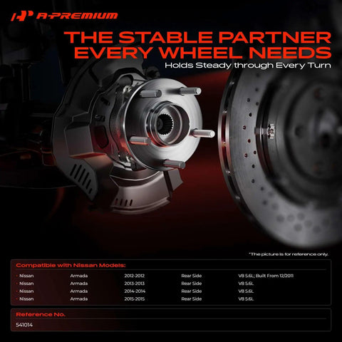 Heavy Duty Rear Wheel Bearing And Hub Assembly With Integrated Abs Sensor And Six Lug Pattern For Nissan Armada 2012 To 2015 Built Tough For No Sweat Installations And Smooth Highway Cruising
