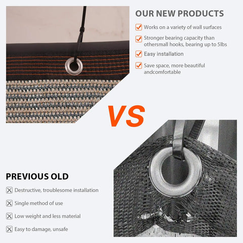 Comparison of new and old grommets and installation methods for Heavy Duty Outdoor Fence Privacy Screen 4x32 Ft With Breathable HDPE Fabric.