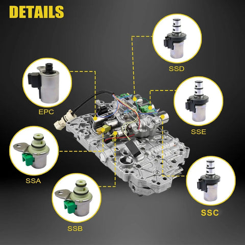 4F27E Transmission Shift Solenoid And Filter Kit For Mazda Protege 3 5 6 1999-2010 And Ford Focus Transit Connect 2000-2013 Replace XS4Z7A098AB FN01-21-500 showing solenoids details