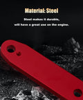 Precision Exhaust Manifold Drill Template Compatible With Chevy LS 4.8L 5.3L 6.0L V8 Engines, red steel guide plate detail.