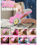 EZUVITA 4V Cordless Electric Scissors With Built-In LED Light And Rechargeable Battery For Cutting Fabric, Carpet, Leather, And Cardboard Easily, Portable Design For Diy And Home Use Projects in use cutting carpet and fabric.