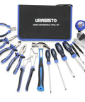24 Piece Home Tool Kit With Hammer Screwdrivers Pliers Wrench Set And Storage Bag Everyday DIY Gear For Quick Home Repairs Handy Homeowner Must Have For Any Project displayed with tools and storage bag