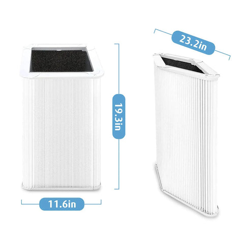 Replacement Filter For Blue Pure 121 Air Purifier With HEPA And Activated Carbon Breathe Easy 1 Pack shown with dimensions.
